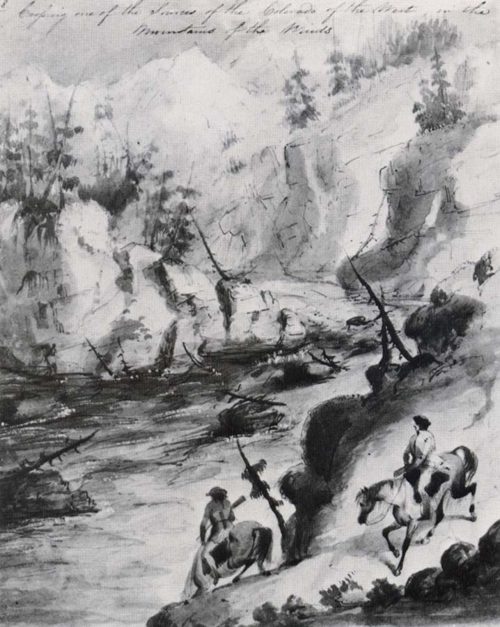 Miller, Alfred Jacob Crossing one of the Sources of the Colorado of the West,in the Mountains of the Windsl